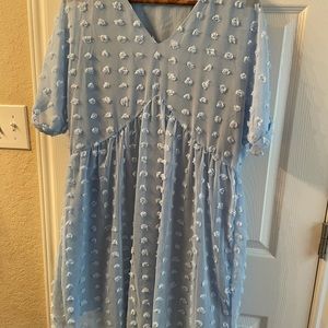 SHEIN size Large, light blue Swiss dot dress